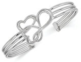 Sterling Silver Polished Heart Infinity Bangle Bracelet